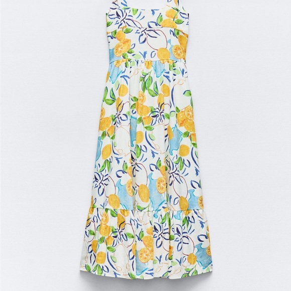 ๐2024 ZARA BLOGGERS LEMON ๐ PRINTED MIDI DRESS - Picture 3 of 5
